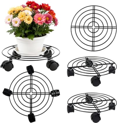 Ronde plantenrollers set van 3 - 27 cm met 360° wielen, weerbestendig en tot 30 kg draagkracht, voor binnen en buiten