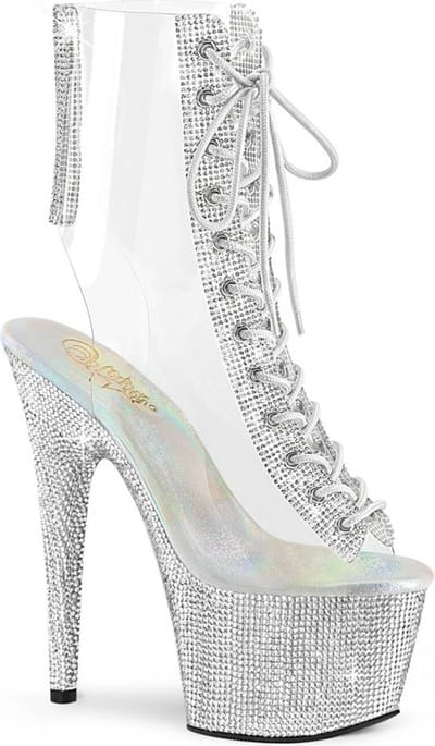 Pleaser - BEJEWELED-1016C-2-7 Plateau Laarzen, Paaldans schoenen - US 5 - 35 Shoes - Transparant