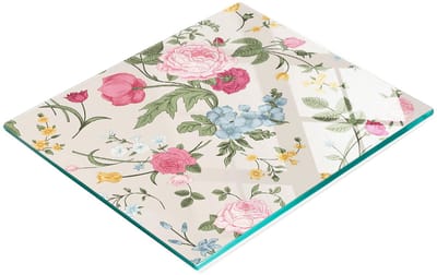 Stijlvol en duurzaam glazen bord met print van een Victoriaans boeket, 60x52 cm
