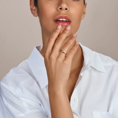 Gerhodineerd Zilver Ring Met Zirkonia Poli/Mat 1337836