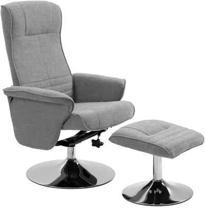 Relaxfauteuil met Voetenbank - 360° Draaibaar - Kantelbaar tot 135° - Verstelbare Rugleuning - tot 150 kg - Relaxstoel - TV Stoel - Loungestoel - Leesstoel - Fluweel - Grijs