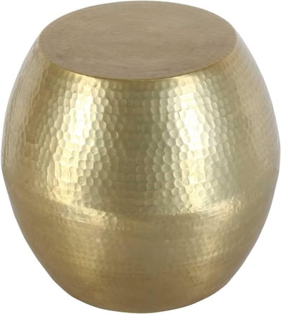 Oosterse bijzettafel - Ronde salontafel - Woonkamer inrichten - Handgehamerd aluminium - Ø 45 cm - Goud