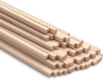 3/16" x 12" Vierkante Houten Plugstangen Houten pluggen voor knutselen, 50 stuks kleine onafgewerkte houtknutselstokken, hardhouten stokken voor kunst en doe-het-zelvers, doe-het-zelfprojecten,