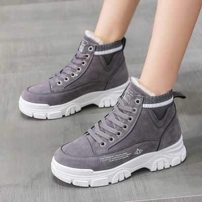Winter Damesschoenen Plus Fluweel Dik Warm Katoen Schoenen Hak Dikke Zool Nieuwe Student Hoge Top Schoenen Damesschoenen Sneeuwlaarzen 36 grijs