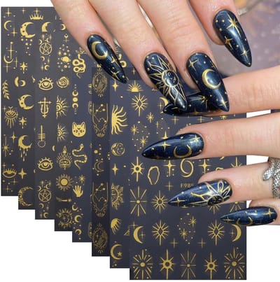 Dailygoods- Nagelstickers 8 Vellen - 3D Zonnesterren - Metallic Zilver - Holografisch - Doe-het-zelf Decoraties - Modieuze Nagelkunst