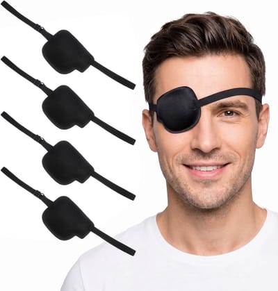 Oogpleisters voor volwassenen - Verstelbare oogmaskers voor herstelfase, strabisme en gezichtscorrectie (zwart) - 4 stuks
