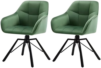 Set van 2 Draaibare Eetkamerstoelen - Gestoffeerde Comfortstoelen met Armleuningen & Rugleuning - Voor Keuken, Woonkamer & Restaurant