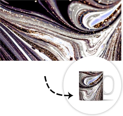Mok - Koffiemok - Marmerlook - Zwart - Goud - Wit - Glitter - Marmer - Mokken - 350 ML - Beker - Koffiemokken - Theemok