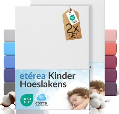etérea Jersey hoeslaken 2-pack 60x120-70x140 cm (hoek 15 cm) 100% katoen - Wit
