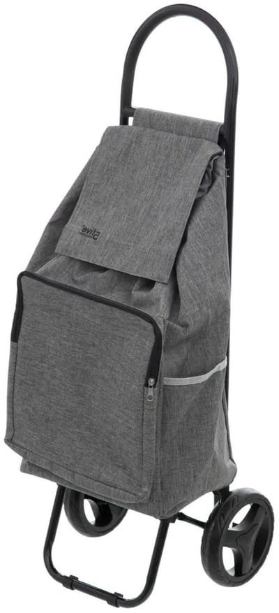 Home & Styling Boodschappen trolley tas met wielen - inhoud 35 liter - donkergrijs - 34 x 30 x 94 cm