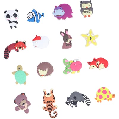 16 pièces Aimant de Réfrigérateur Animal Aimanté Fort 3D Mignon Vif Décoratif Imprimé Animal Aimant de Réfrigérateur pour Réfrigérateurs Voitures gray