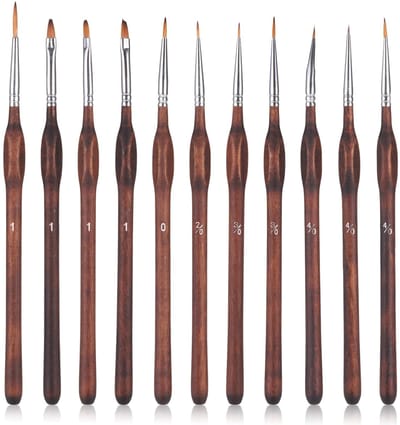 Dailygoods- Penselset 11-delig - Schilderset voor Acrylverf/Aquarelverf/Olieverf - Fijne Kunstenaarspenselen - Linerpenselen - Detailwerk - Schilderen op Nummer Volwassenen - Schilderpenselen