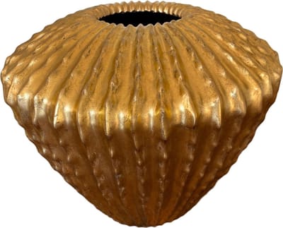 In & Out Deco Bloempot - Plantenbak - fiberstone ribbel kleur goud doorsnede 55 cm voor binnen