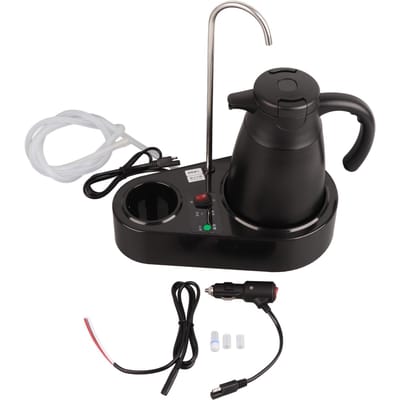 Bouilloire électrique en acier inoxydable 1,2 L pour voiture, 24 V, pour les voyages en voiture L black