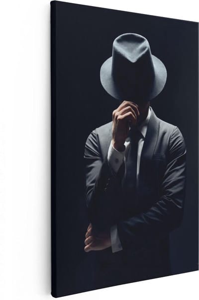 Artaza Canvas Schilderij Gangster - 20x30 cm - Klein - Wanddecoratie Man - Muurdecoratie Mannen - Schilderijen Op Canvas
