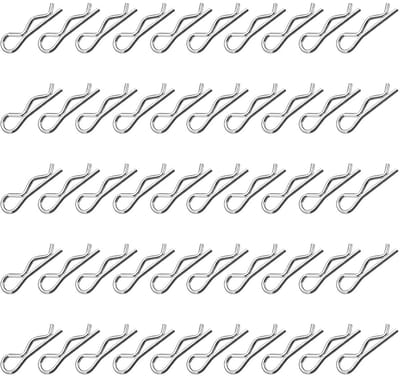 50 stuks RC-autoclips, carrosserieclips, pinnen voor RC-carrosserieclips voor afdekkingen, metaal, R-vorm, pennen, compatibel met RC auto 1/5 1/6 1/8 1/10