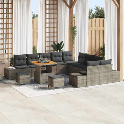 vidaXL - Tuinbank - Set - 13 - st - Grijs - poly - rattan
