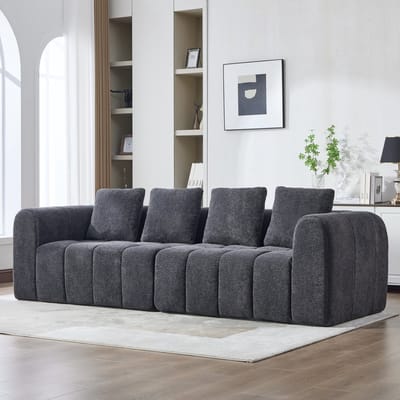 REDOM Bank 3-zits – Modulaire Loungebank met Diepe Zit en Zachte Bekleding – Moderne Bank Voor Woonkamer – Stoffen Sofa – Donkergrijs – 260 x 95,5 x 70 cm