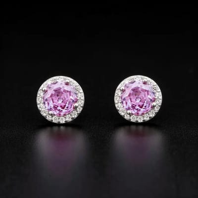 Victoria Valenza 925 Sterling Zilveren Entourage Oorbellen met Lila Zirkonia Stenen - Oorknoppen - 925 sterling zilver - Zilverkleurig - Zirkonia