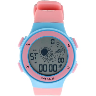 Kinderen Digitaal Horloge Kleurrijke LED Achtergrondverlichting 50M Waterdicht Stopwatch Kalender Alarm TPU Band 12 24 pink