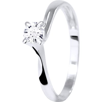 Solitaire Diamond 0,25 Cts 4 Claws White Gold 18 Karaat