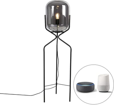 QAZQA bliss - Design Dimbare LED Smart Vloerlamp | Staande Lamp incl. wifi met Dimmer - 1 lichts - H 120 cm - Zwart - Woonkamer | Slaapkamer | Keuken