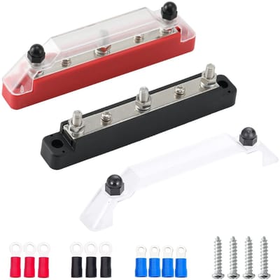 Dailygoods - Power Verdeelblok - 5-weg Accubussysteem - Voor efficiënte energieverdeling - Compact formaat - Met ringconnectors - Voor veilig gebruik...