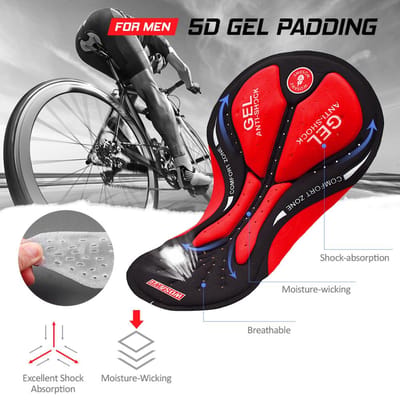 Heren Fietsbroek 5D Gewatteerd MTB Fiets Ondergoed Shorts Ademend Sneldrogend Wielrenbroek L red
