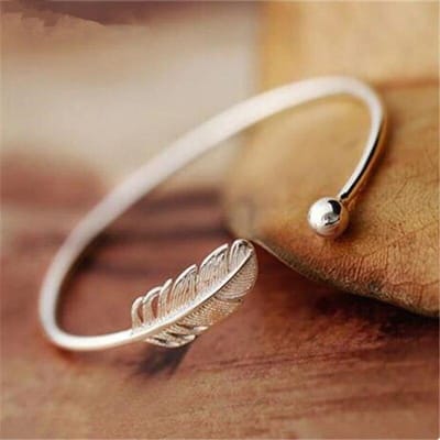 925 Sterling Zilveren Veer Bedel Armband & Bangle Voor Vrouwen Elegante Bruiloft Sieraden brown