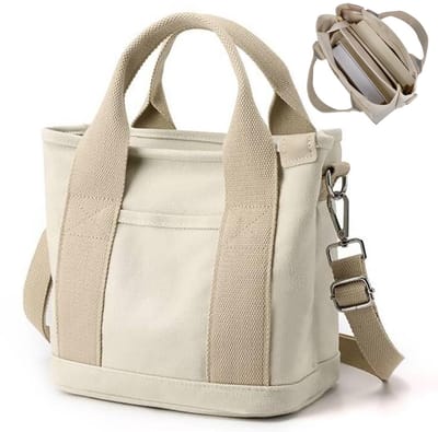 Dailygoods - Aucuu Draagtas, canvas, dames, handtas, schoudertas, shopper met ritssluiting, voor dagelijks gebruik, school, winkelen, werk, reizen