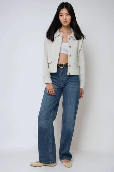 Getextureerde Tweed Jas met Knopsluiting