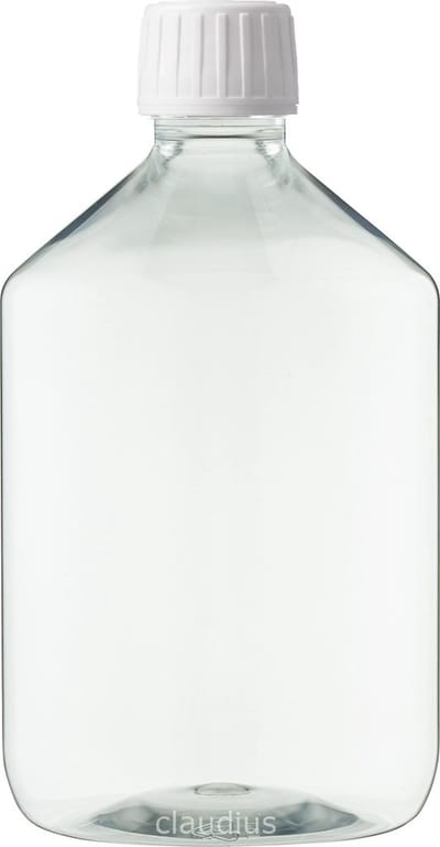 Lege Plastic Fles Apothekersfles 500 ml PET - Transparant - met witte verzegeldop - set van 10 stuks - navulbaar - leeg