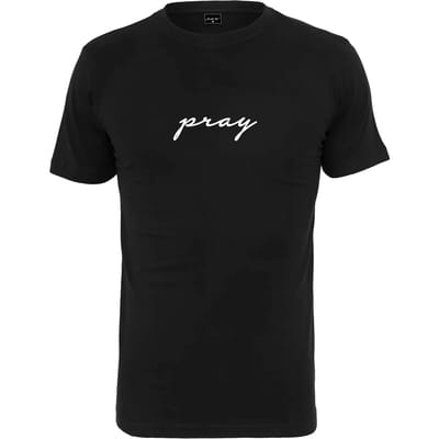 Mister Tee - Pray EMB Heren T-shirt - 4XL - Zwart