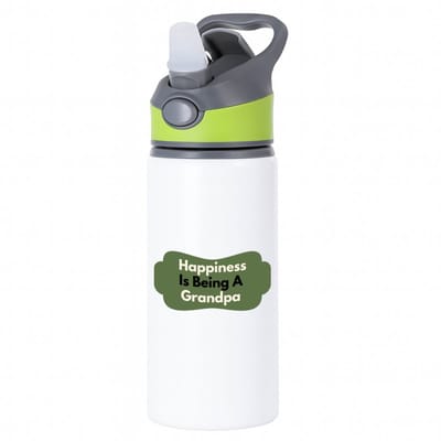 Hacebo® - happiness is being a grandpa waterfles met rietje groen - Opa - de liefste opa - verjaardag - cadeautje voor opa - opa artikelen - kado - geschenk - water fles - 650ML