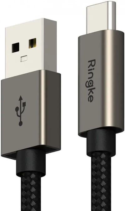 Ringke Fast Charging Basic - USB-A naar USB-C Kabel - 5V/2.4A, 60W, Quick Charge 3.0 - 480Mbps - 0.5M Zwart