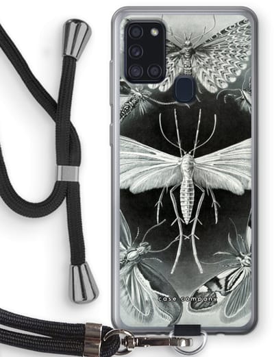 Case Company® - Hoesje met koord geschikt voor Samsung Galaxy A21s hoesje met Koord - Haeckel Tineida - Telefoonhoesje met Zwart Koord - Bescherming aan alle Kanten en Over de Schermrand