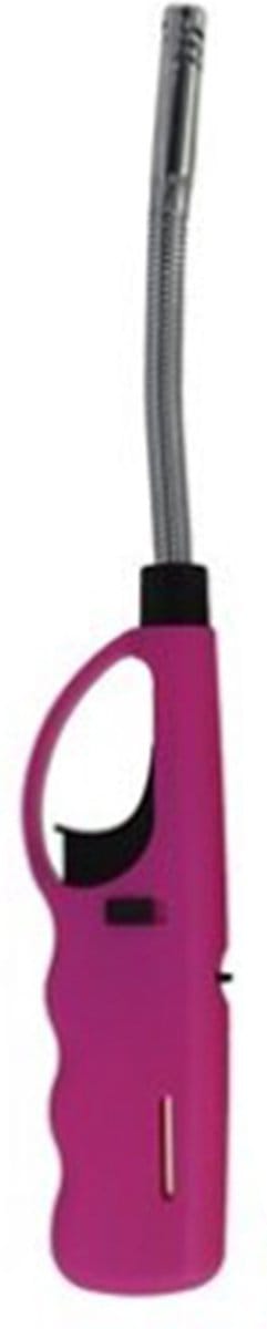 Flame Classics Gasaansteker - flexibele hals - BBQ/keuken/haard aansteker - roze - 27 cm