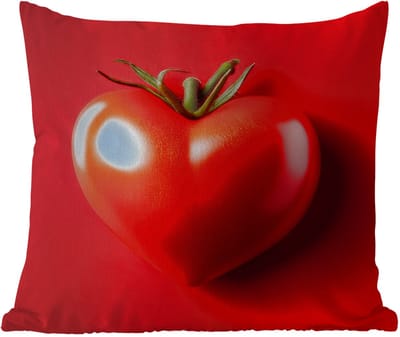 Sierkussen Buiten - Tomaat - Rood - Hart - 60x60 cm - Weerbestendig