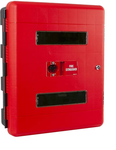 Dubbele Brandblusser Kast - Veiligheidskast Brandblusser - Brandpreventie Opslag - Duurzaam Kunststof - 75x64x28 cm - Rood