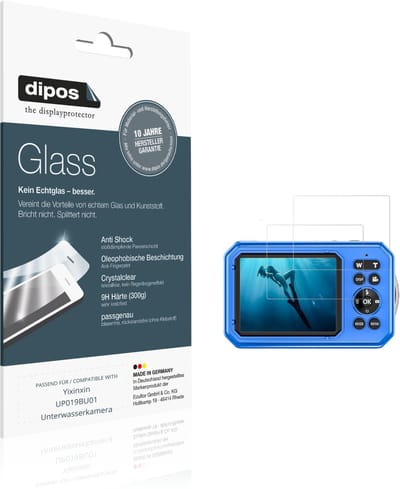 dipos – 2x Pantserfolie geschikt voor Yixinxin UP019BU01 Unterwasserkamera | 9H Screenprotector