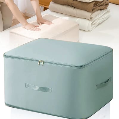 Opbergzakken - Quiltopbergzakken - Super ruimtebesparende zelfcompressie-organizer - Grote capaciteit - Zelfcompressie-organizer - 52x42x30cm - Geschikt voor quilts, dekens, beddengoed, draagbare, stevige verhuisdoos-opbergtas - Blauwgroen