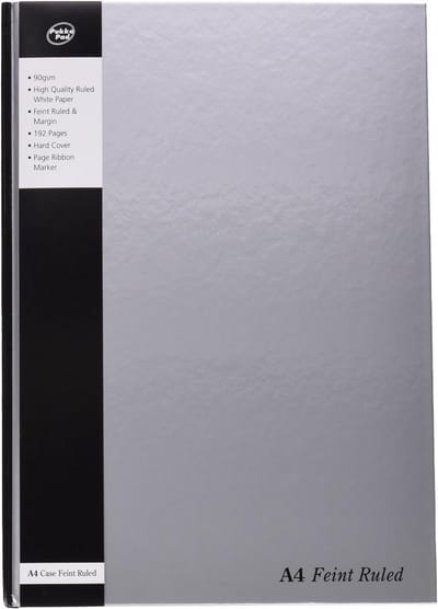 A4 Schrijfblok Rechthoekig Gebonden Zilver - Pak van 5 - 192 Pagina's