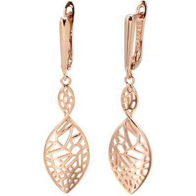 Boucles d'oreilles pendantes longues forme feuille couleur or rose pour femmes design creux bijoux vintage tendance boucle d'oreille élégante anglaise beige
