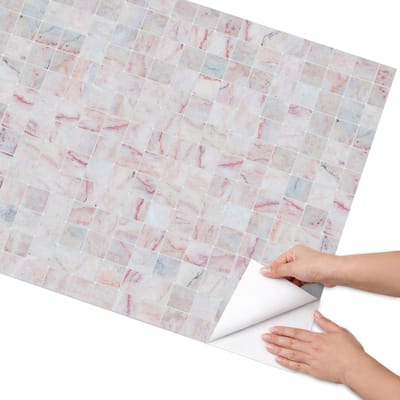 Coloray Meubel Wrap Folie - Beige Meubelfolie - 75x150 cm - Meubel Wrap Folie Pastel mozaïek - Plakfolie Meubels - Minimalist Meubelfolie - Decoratiefolie Zelfklevend - Slaapkamer decoratie - Texturen