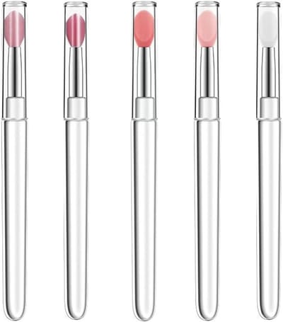 Set van 5 siliconen lipborstels met deksels voor lipverzorging, lippeeling en make-up applicatie met zachte siliconen tools.