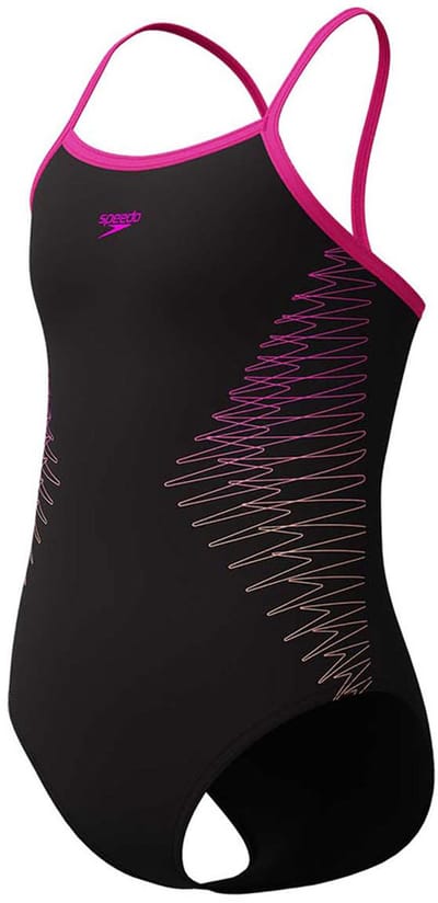 Speedo Plastisol Placement Thinstrap Muscleback Zwemkleding Zwart 9-10 Years Meisjes