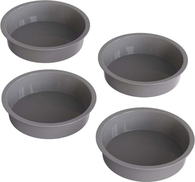 Set van 4 Ronde Siliconen Bakvormen (15,7 cm) - Non-stick voor Kleine Taarten en Smash Cakes