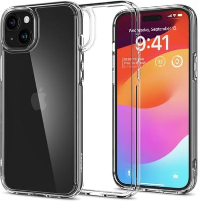 Spigen Crystal Hybrid | Hoesje Geschikt voor Apple iPhone 15 Plus | Back Cover | Militaire Standaard | Air Cushion | Transparant