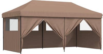 Partytent opvouwbaar - Paviljoen - 3x6 - Easy up - Waterdicht - met Zijwanden - Weerbestendig - Bruin
