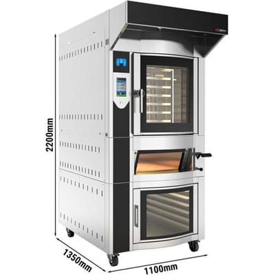 GGM Gastro Rotierender Elektro Bäckerei-Heißluftofen mit Dampffunktion - Touch - 6x EN 600x400 - inkl. Pizzaofen, Haube & Gärschrank